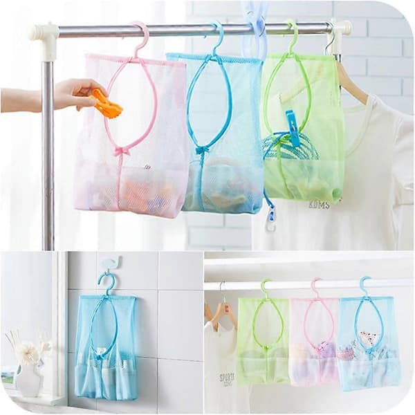 Multifunctional Clothespin Bag, Laundry Shower Basket with Quick Drying Time, Perfect for Kitchen and Bathroom Storage, Includes Rotatable Hanger