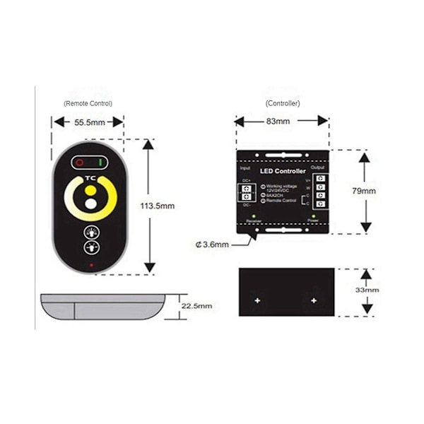 XJ-Kannettava Led-kosketushimmentimen ohjain 6 näppäintä Rf langaton kaukosäädin Led-monokromaattinen nauhavalo