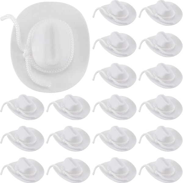 XJ-24 st mini cowboyhattar för pyssel Flockad mini vit cowgirl H