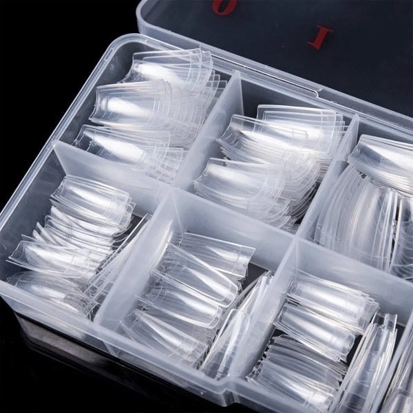 500 st Konstgjorda Naglar Naturlig Akryl Fransk Manikyr Lösnaglar Tips Box Kvinnor Flickor Transparent