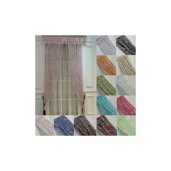 1 stk perlegardinkjede Pompon vindusgardinpanel (lyslilla 100x200 cm)