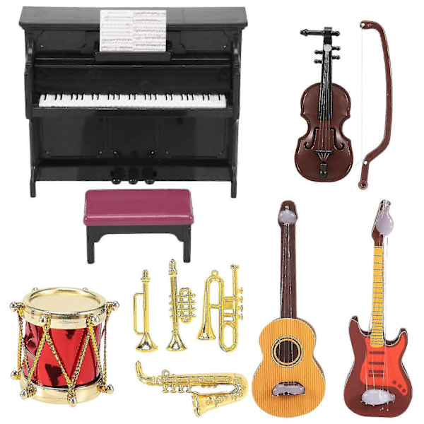 Dockskåp Miniatyr Musikinstrument Set Mini Dockskåp Musikinstrument Modell Dockskåp Docka D