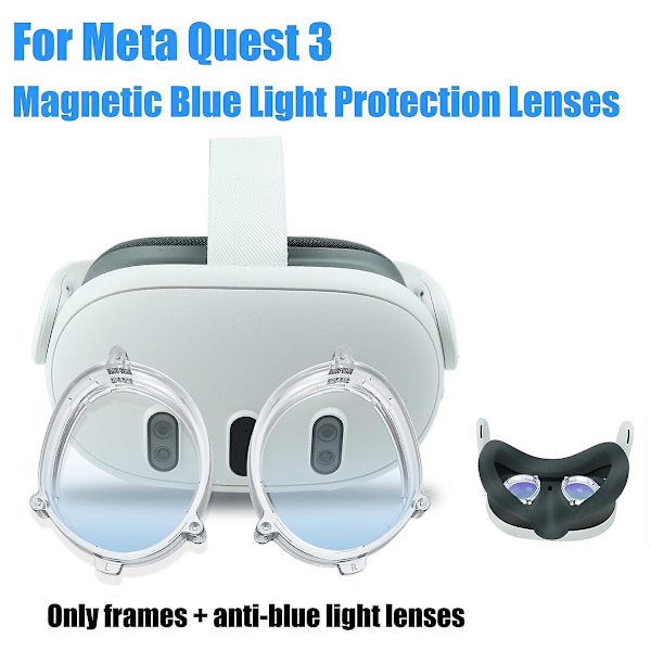 XJ-For Meta Quest3 Magneettikehys + sinivalosuojaavat linssit Myopia-lasien suojakehys Meta Quest3 Vr:lle