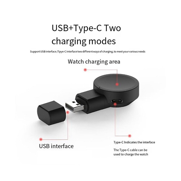 XJ-Trådløs Lommeur Lader Dock For Galaxy Watch 5/4/3 Watch 3 Active 2 Bærbar Usb Port Lading