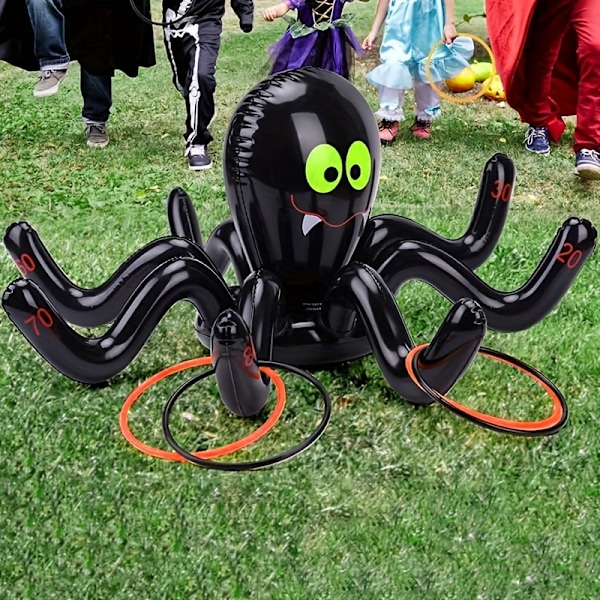 XJ-Oppusteligt kastespil til Halloweenfest - Blæksprutte & Edderkopperinge, Latexmateriale, Perfekt til festlige sammenkomster (YJD)