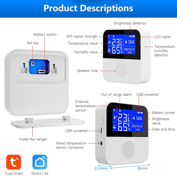XJ-WiFi Hygrometer Termometer Sensor Sond
