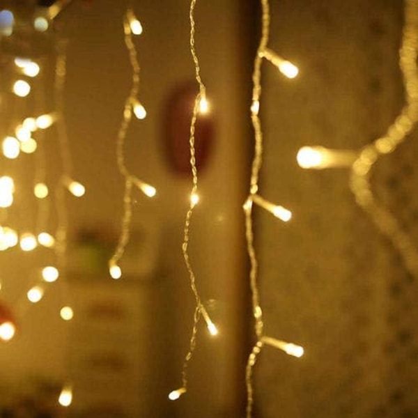 XJ-Jul LED Jääpuikko Valoverho Ulkokäyttöön Sisäkäyttöön Ripustettava Valosarja 10m 400 LED 8 Tilaa Lämmin Valkoinen