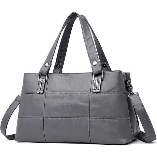 Handväskor för kvinnor, topphandtag, läder axelväska, crossbody-väskor, dam tote messenger designerväskor (Grå)