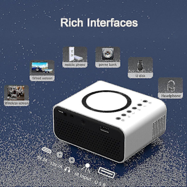 4K-projektor 7500 lumen 1080p 3D LED Mini WiFi Videoprojektor Hemmabio Dz(svart)