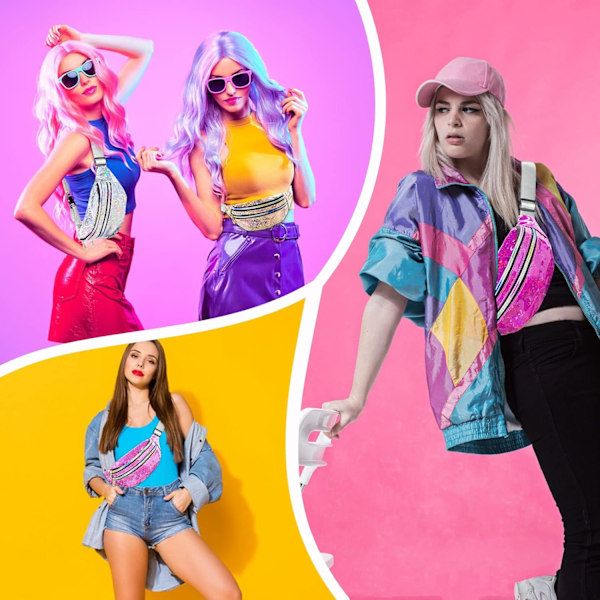 XJ-Holografisk Bumbag Mode PU Läder Midjeväska Vattentät Neon Fanny Pack för Resor Löpning Vandring