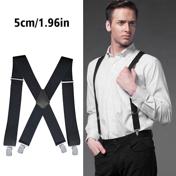 XJ-Svarta justerbara hängslen Herr Unisex byxor Elastiska Sch