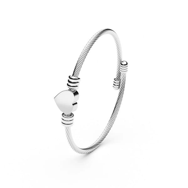 Kærlighedshjerte Charm Armbånd Wire Armbånd GULD Guld