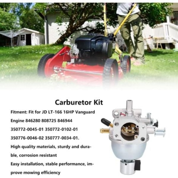 Kaasuttimen sarja, kaasuttimen suodatinsarja 847395 moottorille JD LT‑166 16HP 846280 808725 846944 350772‑0045‑01 350772‑0102‑01