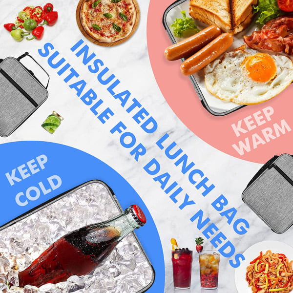 XJ-CDQ Isolerad Lunchväska Rolltop Lunchbox Tote Lunchväska för Ljusgrå