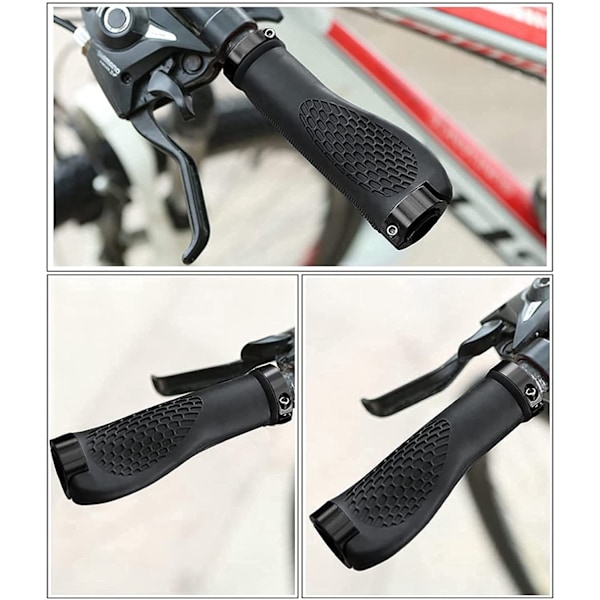 XJ-Cykelstyrgreb, ergonomiske cykelstyrgreb med aluminiumsskrue Dobbelt lås-på gummigreb til cykel (egnet til 22 mm styr)