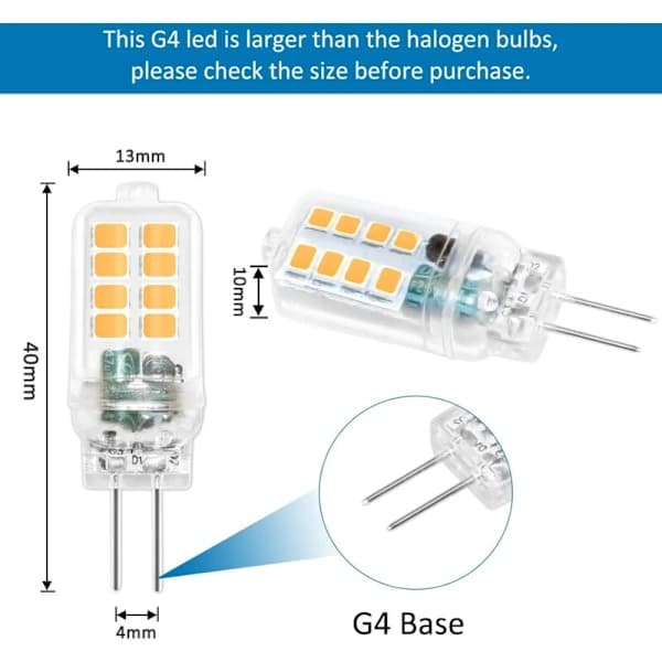 G4 LED-lampa varmvit 3000k 3w 12v ej dimbar 6-pack