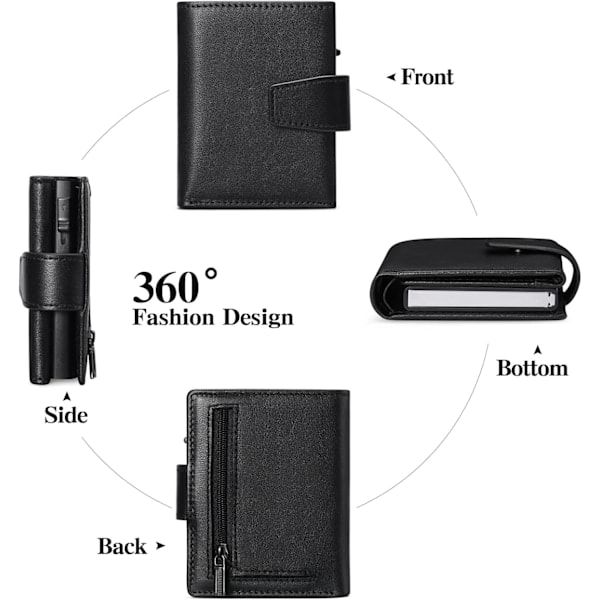 RFID-skyddad minimalistisk tri-fold kreditkortshållare för män med automatisk pop-up metallfodral