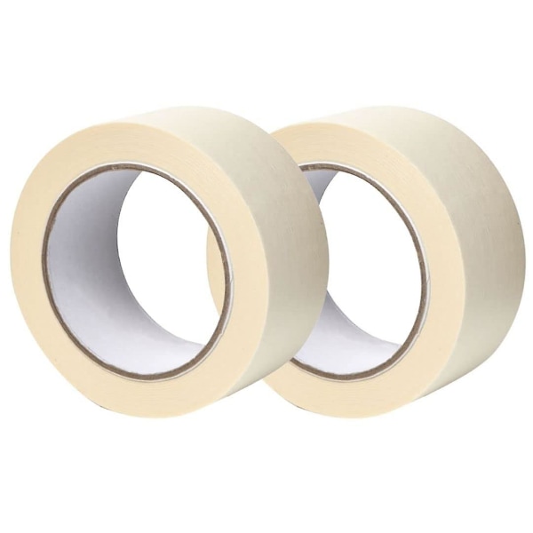 XJ-Set med 2 Rullar - Maskeringstejp - 50 mm x 50 m - För Skydd Av Ytor Vid Dekorering/Målning - Lösningsmedelsfritt Lim