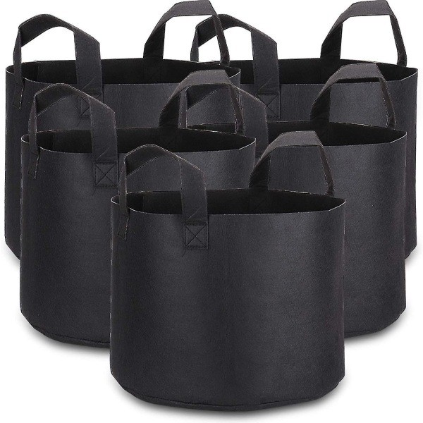Hemma 5 Gallon Växtpåsar med Växtetiketter, 5-pack Kraftigt Tyg