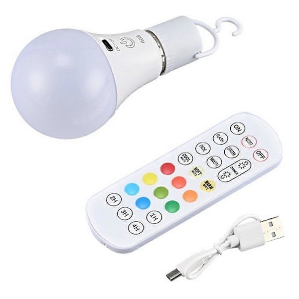 E27 RGB Uppladdningsbar Lampa med Fjärrkontroll och Timer Dimbar Touchkontroll 2700 12