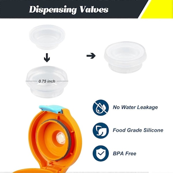 10-pack Ersättningsventiler för Gatorade-flaskor, Silikonventil för GX 30oz & Squeeze 32oz-flaskor, Läcksäker BPA-fri