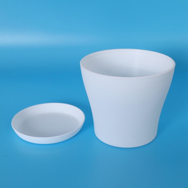 6 st Plastblomkrukor med Fat Runda Blanka Hemträdgårdsinredning, Vit Övre Kaliber