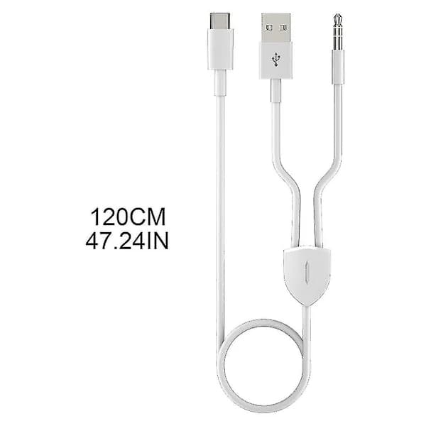 【xj】2-i-1 Type-C Bilstereo-kabel 1 Del 2 Type C til USB A 3,5 mm Aux-kabel