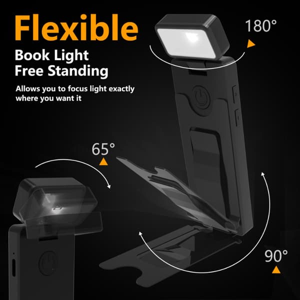 Clip-On Boglampe, USB-C Genopladelig LED-lampe Med 3 Farvetemperaturer, Trinløs Dæmpning, Til Læsning Ved Sengetid, Sort