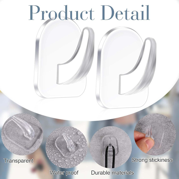 30 Pieces Transparent Self-Adhesive Wall Hooks, Magic Hooks
