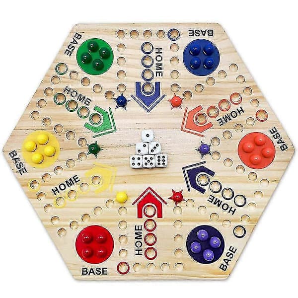 Träspel Dubbelsidigt Målat 6 och 4 Spelare Fast Track Brädspel