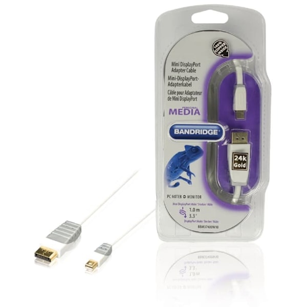 XJ-Mini Displayport-kabel Mini DisplayPort hane - DisplayPort hane 1.00 m Vit