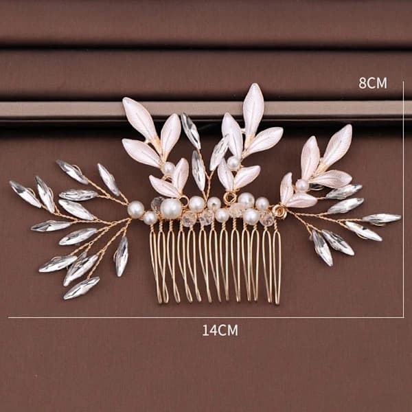 Blomsterperle Hårkam Krystall Rhinestone Hårnåler Brudehår