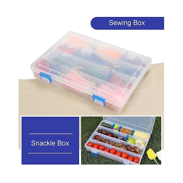 XJ-Tackle Box Snackle Box Beholder Perle Organizer Rum Organizer Boks Opbevaringsboks Med Blå Div