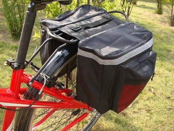 Dobbelt Cykeltaske 25L Vandtæt Polyester Med Reflekterende Striber til Pendling Indkøb Elcykel Sort black