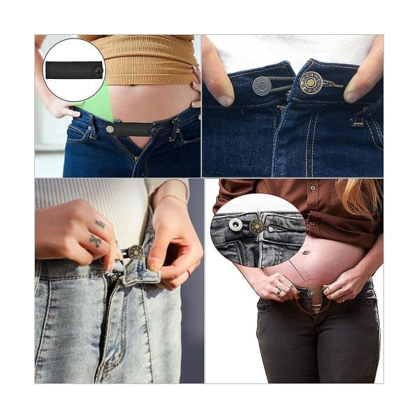 Knappförlängare för jeans, byxknäpps midjeförlängare, flexibel justerbar elastisk midja