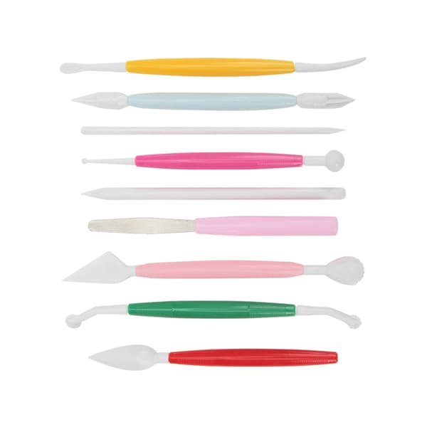 9 st Kids Plastic Box Modeling Clay Tools Non Slip Handle Smoother Edges Pottery Clay Sculpting Tools for Home School DIY