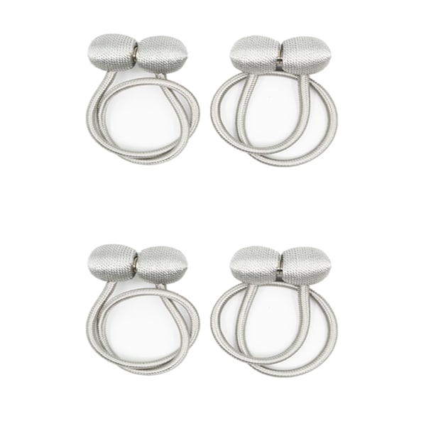 Magnetiska gardinomtag Silvergrå 4-pack