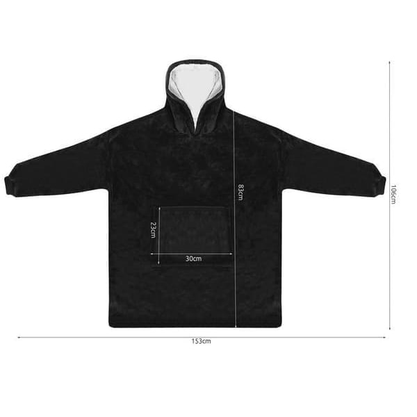 XJ-XXL Sweatshirt Tæppe – Sort, Varm & Hyggelig Oversize Trøje