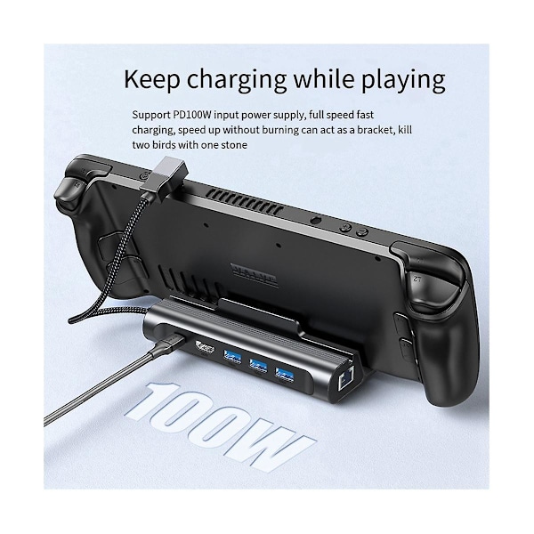 XJ-For Dockingstasjon 6-i-1 Dockingstasjon Base Usb 3.0hdmi-kompatibel 4k@60hz Rj45 Gigabit Ethernet