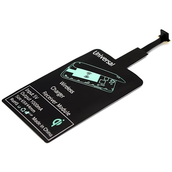 XJ-Qi Adapter - Trådløs Mottaker for Lading til Micro-USB - Svart