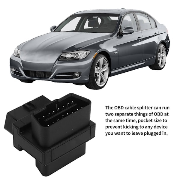 OBD2 Adapter 16-benet han til 2 hunstik Plug and Play Splitter-stik til diagnostisk forlænger