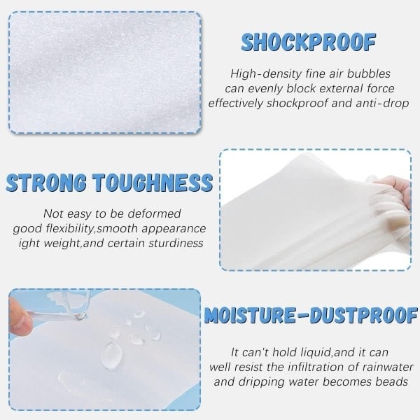 100 stk Skumemballasje 25x30 cm, Skumposer, Bobleplast for Flytting, Boblefolierull, Boblefilm, Skumemballasje for Flytteesker, Porselen
