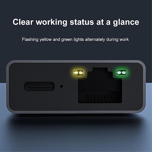 XJ-F?r TV 4K USB Dock Adapter USB C Ethernet USB C til Ethernet Adapter Plug and Play Support PD Chargi