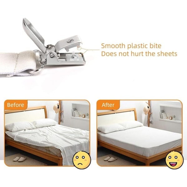 Adjustable Sheet Straps (65 cm to 200 cm), Adjustable Strap for Sheets, Sofa, Ironing Board Cover (White, 4-Pack)