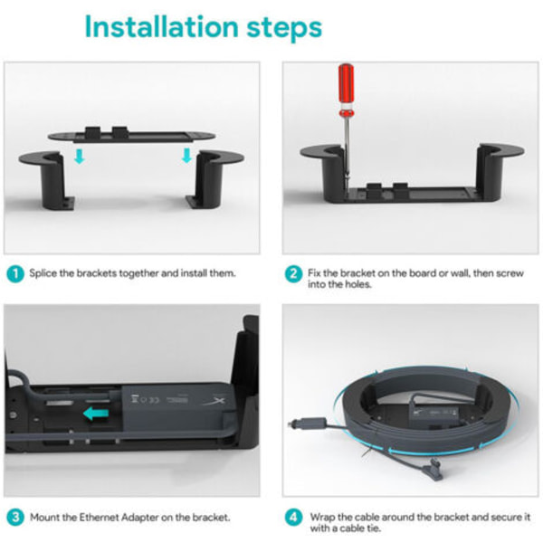 Starlink Ethernet-kabelholder med adapterfeste - Veggfeste for Starlink-kabelhåndtering og -oppbevaring