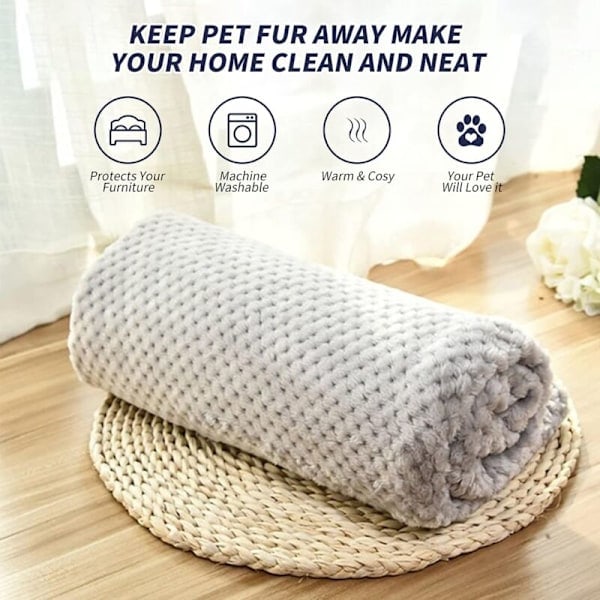 PET SPPTIES Supermjuk Korallfleece Filt för Valpar och Katter (45 x 65 cm, Grå)