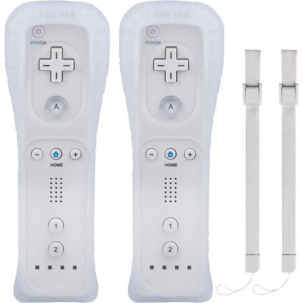 2 WII-kontroller - Fjärrkontroll för spel med fodral - w