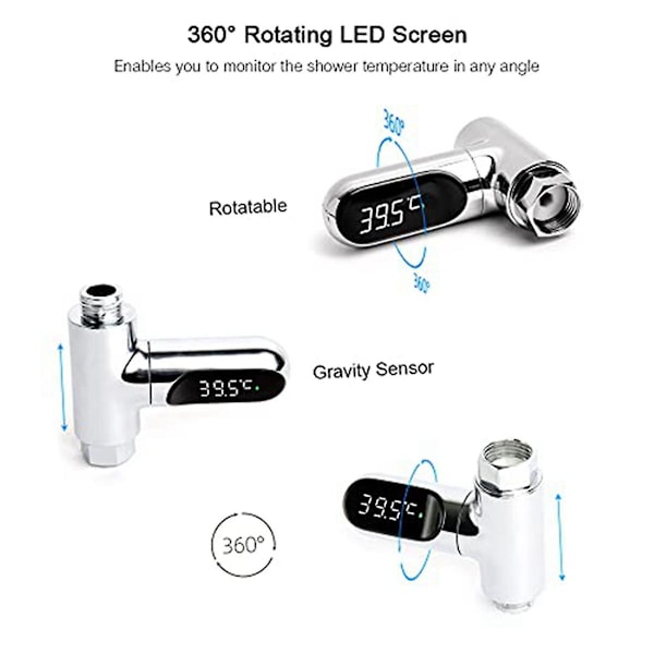 Dusjtermometer LED Digitalt Display Dusjvanntermometer, Badevanstermometer
