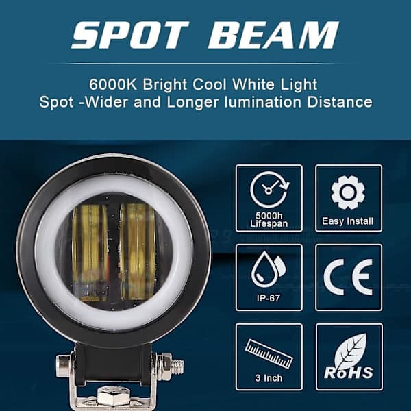 20W rund LED-arbeidslampe for bil, offroad-lampe, arbeidsdimlampe