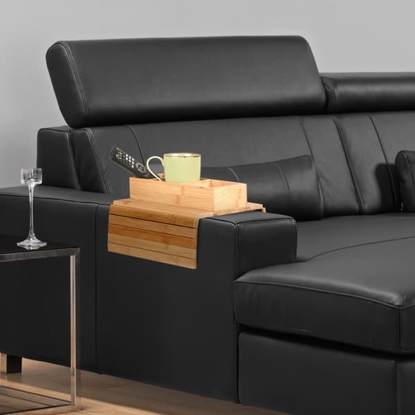 XJ Bamboo Sofa Tray with 3 Compartments